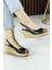 Heather Siyah Hakiki Dana Derisi Mantar Taban Görünümlü Dolgu Topuklu Slingback Sandalet 1