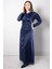 Taş Baskılı Simli Tül Abiye Elbise Lacivert FHM956 4