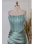 Mint Saten Straplez Taşlı Abiye 7013 5