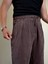 Ares Erkek Koyu Mürdüm Keten Kumaş Pantolon Yazlık Rahat Kalıp Hafif Rahat Kumaş 5
