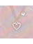 14K Altın Kaplama Küçük Kalp Charmlı Taşlı Kalp Zincir Kolye - 925 Ayar Gümüş 1