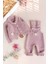 Triko Kışlık Kız Bebek Salopet Takım Tulum Set 1