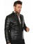 Hakiki Deri Erkek Siyah Şişme Deri Mont 5