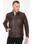 Hakiki Deri Kahverengi Argent Işlemeli Erkek Deri Ceket 1