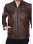 Hakiki Deri Kahverengi Argent Işlemeli Erkek Deri Ceket 4