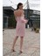 Pudra Drape Düğme Detaylı Midi Boy Abiye 0801168.79 7