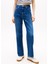 Yüksek Bel Düz Paça Slim Straight Koyu Mavi Kadın Denim Pantolon DW0DW200541BK 3