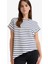 Asimetrik Bisiklet Yaka Çizgili Kısa Kollu Tişört F8175AX25AU 1