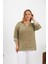 Büyük Beden Pul Payet Detay Bluz Haki 1