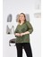 Büyük Beden Astarlı Pul Payet Bluz Haki 4