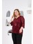 Büyük Beden Astarlı Pul Payet Bluz Bordo 3