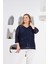 Büyük Beden Astarlı Pul Payet Bluz Lacivert 2