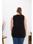 Taş Detaylı Büyük Beden Kolsuz Bluz Siyah 4