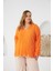 Büyük Beden Pul Payet Detay Bluz Turuncu 2