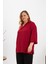 Yaka Detaylı Büyük Beden Bluz Bordo 2