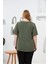 Yaka Yırtık Detaylı Büyük Beden Bluz Haki 4