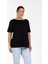 Jenny Kayık Yaka %100 Organik Pamuk Büyük Beden T-Shirt Siyah 1