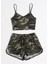 Kadın Kamuflaj Desenli Askılı Crop Top ve Şortlu Gecelik Takım 3