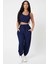 Kadın Lacivert Kaşkorse Cepli Jogger Eşofman Altı ve Crop Top Bluz 5