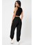Kadın Siyah Kaşkorse Cepli Jogger Eşofman Altı ve Crop Top Bluz 2