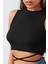 Kadın Siyah Çapraz Bağlamalı Crop Top Büstiyer 4