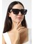 Kadın Oversize Aksesuarlı Kahverengi UV400 Güneş Gözlüğü 23065 c3 2