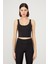 Siyah Hafif Destekli Sırt Detaylı Kaplı Crop Top Spor Büstiyer 3