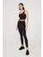 Siyah Hafif Destekli Sırt Detaylı Kaplı Crop Top Spor Büstiyer 5