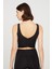 Siyah Hafif Destekli Sırt Detaylı Kaplı Crop Top Spor Büstiyer 8