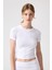 x Melodi Beyaz Bedene Oturan Tişört Short Fitted 5