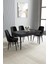 Loft Siyah Mermer 80X132 Açılabilir Mdf Masa Yemek Odası Takımı, Mutfak Takımı 4 Adet Sandalye 1