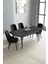 Loft Siyah Mermer 80X132 Açılabilir Mdf Masa Yemek Odası Takımı, Mutfak Takımı 4 Adet Sandalye 2