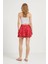 Desenli Beli Lastikli % 100 Pamuk Viskon Kısa Şort Etek 3