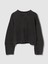 Kadın Siyah Heavyweight Fransız Havlu Kumaş Barrel Kol Sweatshirt 1