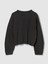 Kadın Siyah Heavyweight Fransız Havlu Kumaş Barrel Kol Sweatshirt 3