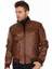 Hakiki Deri Kahverengi Bel Yaka Lastikli Erkek Deri Ceket 4