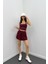 Helis Bordo Mini Dökümlü Şort 1