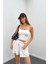 Helis Beyaz Mini Dökümlü Şort 2