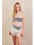 Kadın Beyaz Tokalı Mini Dantel Plaj Elbisesi 1