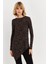 Kadın Vizon Asimetrik Zebra Desenli Tunik MLPP1186-1 2