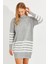 Kadın Gri Triko Çizgili Tunik YV202 2