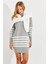 Kadın Gri Triko Çizgili Tunik YV202 4