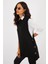 Kadın Siyah Yanları Düğmeli Kolsuz Triko Tunik YV75 1