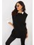 Kadın Siyah Yanları Düğmeli Kolsuz Triko Tunik YV75 5