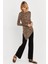 Kadın Camel-Siyah Asimetrik Leopar Tunik MLPP1186-1 1
