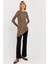Kadın Camel-Siyah Asimetrik Leopar Tunik MLPP1186-1 2