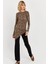 Kadın Camel-Siyah Asimetrik Leopar Tunik MLPP1186-1 5