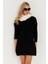 Kadın Siyah Saç Örgülü Triko Tunik KZ2505 2