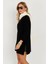 Kadın Siyah Saç Örgülü Triko Tunik KZ2505 3