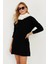 Kadın Siyah Saç Örgülü Triko Tunik KZ2505 4